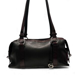 Brighton Vintage Pebble Leather Croc Embossed Trim